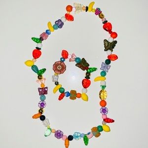 Fruit flower and butterfly necklace